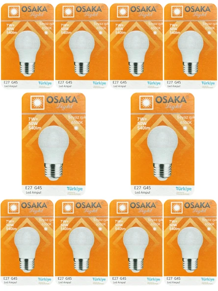 (10 Adet) Osaka 7W (50W) Beyaz Işık E27 Duylu (Kalın Duy) Led Ampul ürün görseli 1
