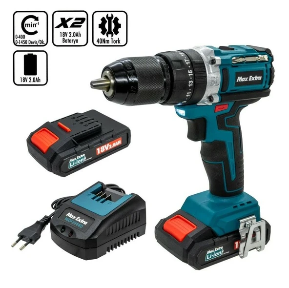 MAX EXTRA MXP2944D Akülü Darbeli Matkap 18Volt - 2 Amper ürün görseli 1