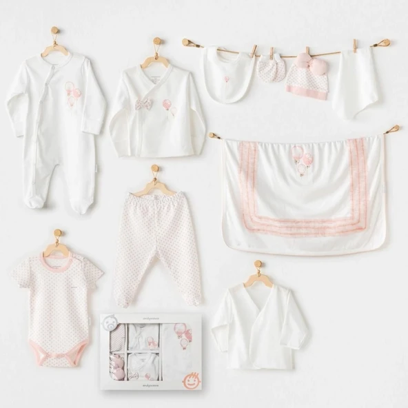 Andywawa Ac25551 Newborn Set Pınk Baloons 10'lu Hastane Çıkışı Ekru ürün görseli 1