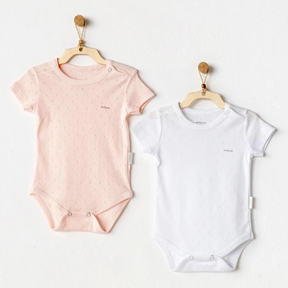 Andywawa Ac25554 Sleeve Jacquard 2'li Basic Body Pink White ürün görseli 1