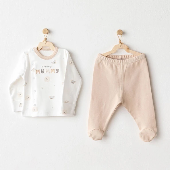 Andywawa Ac25849 Happy Animals 2'li Zıbın Set Beige ürün görseli 1