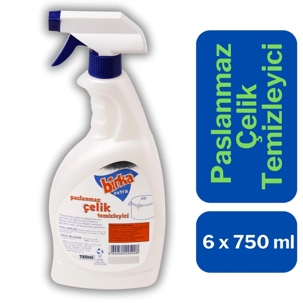 Birka Extra Paslanmaz Çelik Yüzey Temizleyicisi 6 Adet x 750 ml ürün görseli 1