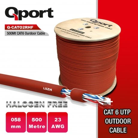 QPORT 500metre  Q-CATO2RHF LSZH 23AWG MAKARALI HALOGEN FREE KABLO ürün görseli 1