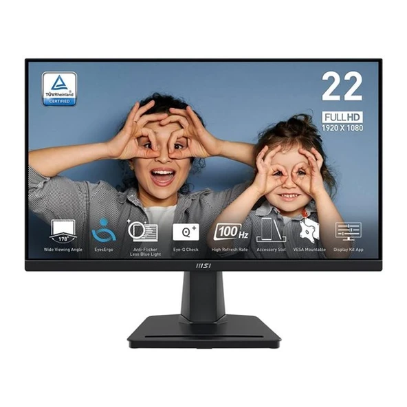 MSI 21.5" FLAT VA PRO MP225V 1MS 100HZ HDMI EV OFİS MONİTÖRÜ ürün görseli 1
