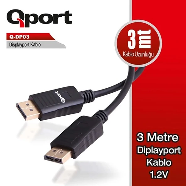 QPORT Q-DP34 3metre DP Kablo 1.4V ürün görseli 1