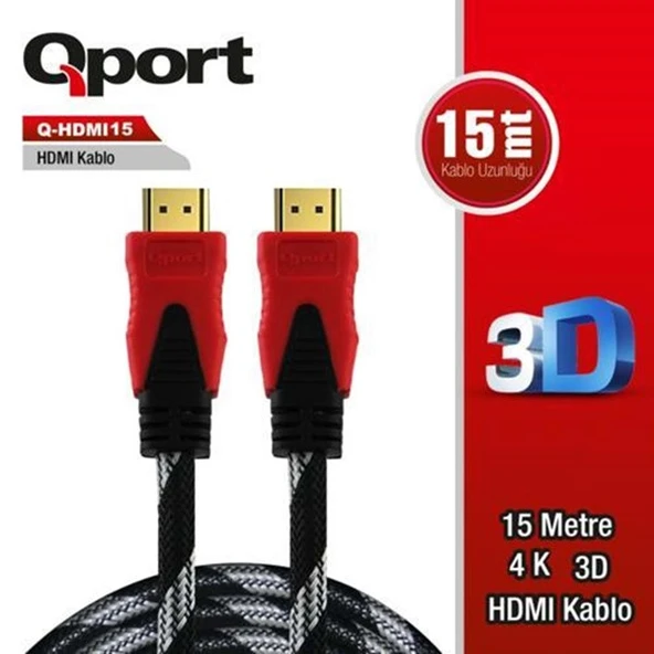 QPORT Q-HDMI153 15metre HDMI Kablo 2.0 4K Altın Uç ürün görseli 1