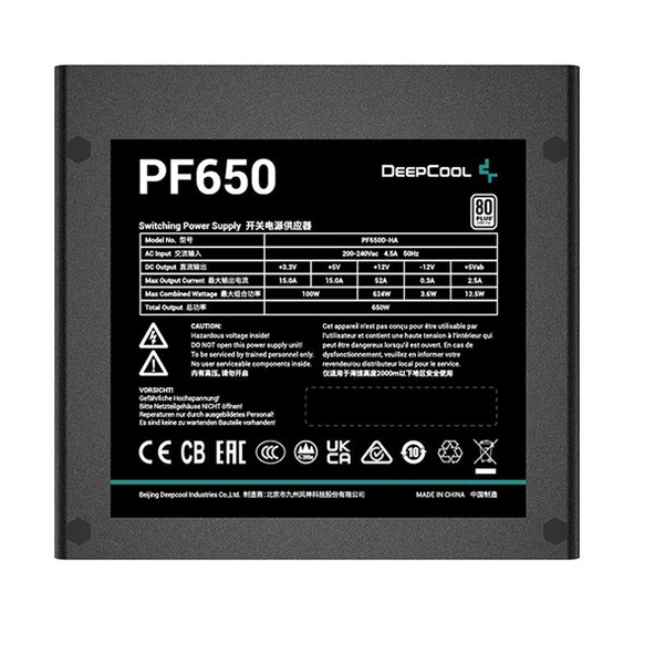 DEEPCOOL 650W 80+ PF650 POWER SUPPLY - Resim 3