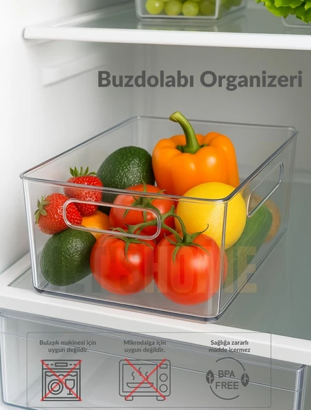 Buzdolabı İçi Düzenleyici Saklama Organizeri Bpa Free Düzenleyici Darbeye Dayanıklı 29X20X9 cm ürün görseli 1