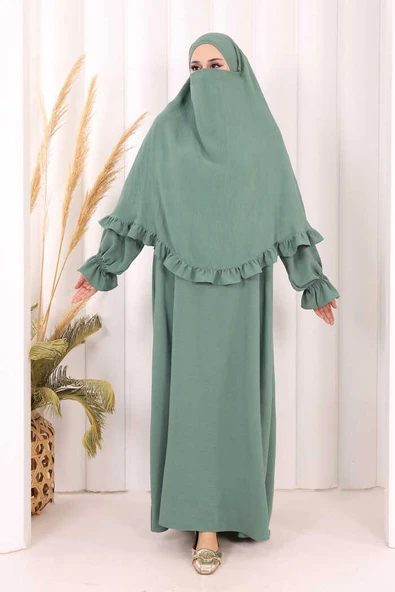 Sufleli Namaz Elbisesi 6034 Mint ürün görseli 1