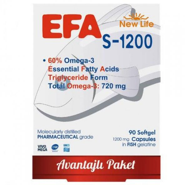 New Life EFA S-1200 mg 90 Kapsül 7640128141105 ürün görseli 1