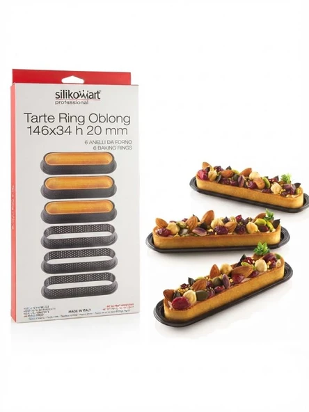 Silikomart Tarte Ring Oblong 146x34 h 20 mm Kek Kalıbı ürün görseli 1