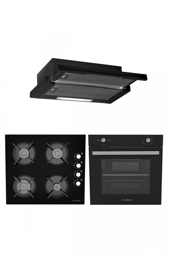 ALVEUS BLACK STYLE 604 3LÜ SİYAH ANKASTRE SET (F5ECR-GLS640-MFA604) ürün görseli 1