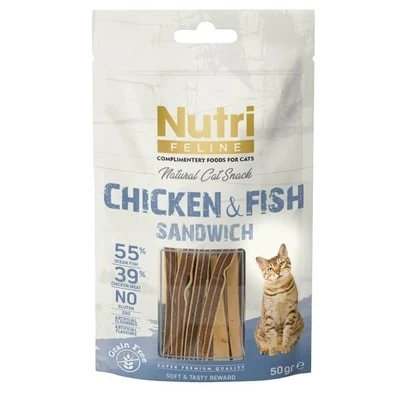 Nutri Feline Tahılsız Tavuklu ve Balıklı Sandviç Kedi Ödülü 50 gr ürün görseli 1