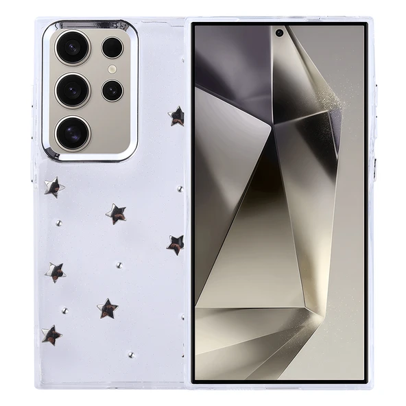 Galaxy S24 Ultra Kılıf Airbag Tasarımlı Simli Şeffaf Zore Kutup Kapak ürün görseli 1