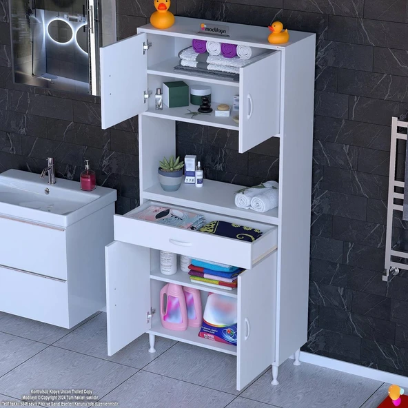Modilayn ARDA Banyo Dolabı 85x173x32,5cm 1 çekmece 4 kapak ve 5 raflı İhtiyaca uygun kolay kurulum ürün görseli 1