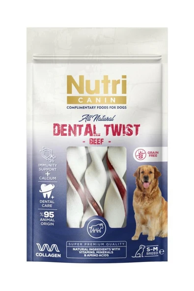 Nutri Canin Dental Twist Biftekli Diş Sağlığı Köpek Ödülü 80 Gr ürün görseli 1