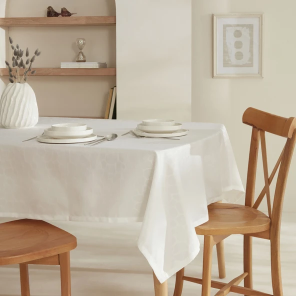 Karaca Home Pebble Masa Örtüsü Beyaz - Resim 2