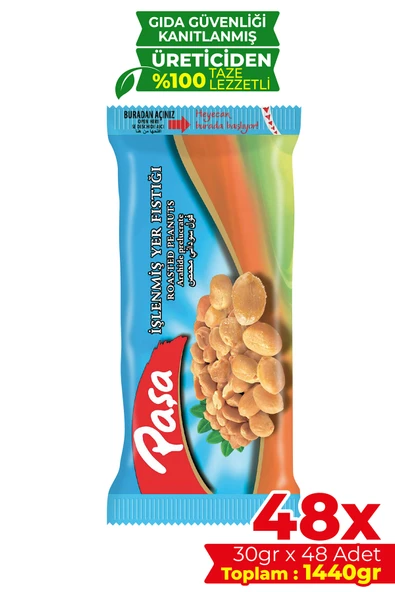Paşa Kuruyemiş İşlenmiş Yer Fıstığı 30 gr X 48 Adet (1440 gr) ürün görseli 1