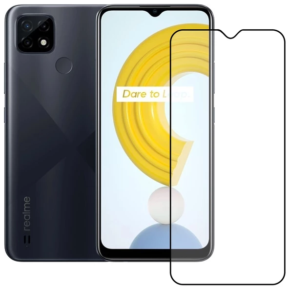 Bufalo Realme C21 Ekran Koruyucu 5D Temperli Cam Siyah ürün görseli 1
