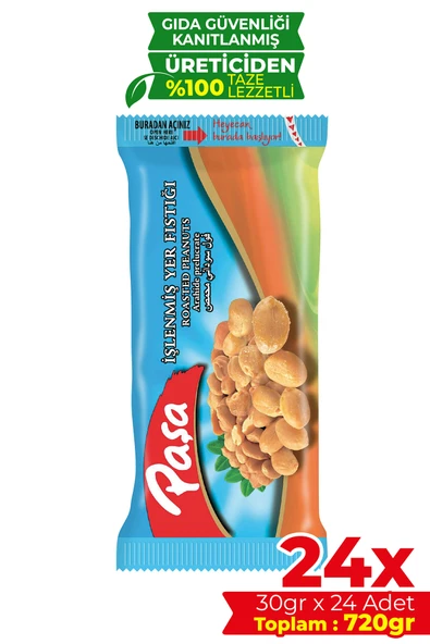 Paşa Kuruyemiş İşlenmiş Yer Fıstığı 30 gr X 24 Adet (720 gr) ürün görseli 1