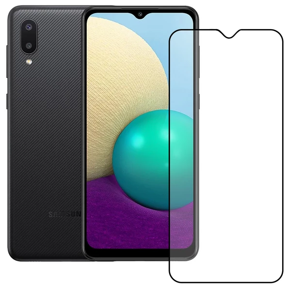Bufalo Samsung Galaxy A02 Ekran Koruyucu 9D Temperli Cam - Siyah ürün görseli 1