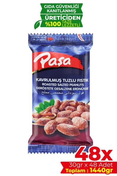 Paşa Kuruyemiş Kavrulmuş Tuzlu Fıstık 30 gr X 48 Adet (1440 gr) ürün görseli 1