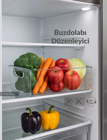 Buzdolabı İçi Düzenleyici Saklama Organizeri Bpa Free Düzenleyici Darbeye Dayanıklı 28X19X9 cm ürün görseli 1