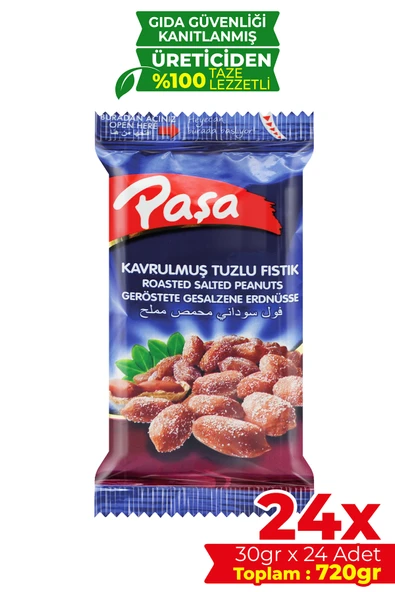 Paşa Kuruyemiş Kavrulmuş Tuzlu Fıstık 30 gr X 24 Adet (720 gr) ürün görseli 1