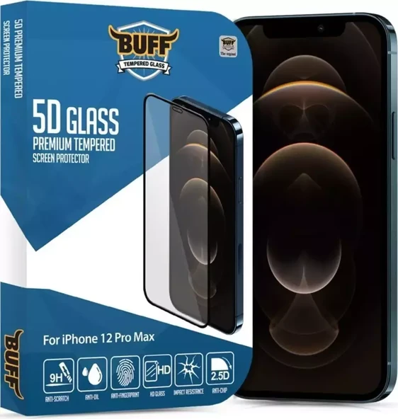 Buff Labs Iphone 12 Pro Max Uyumlu 5D Glass Ekran Koruyucu ürün görseli 1