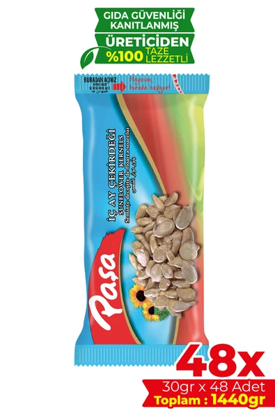 Paşa Kuruyemiş İşlenmiş İç Ay Çekirdeği 30 gr X 48 Adet (1440 gr) ürün görseli 1