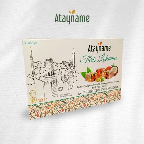 Atayname Hindistan Cevizli Antep Fıstıklı Çifte Kavrulmuş Lokum 300 G ürün görseli 1