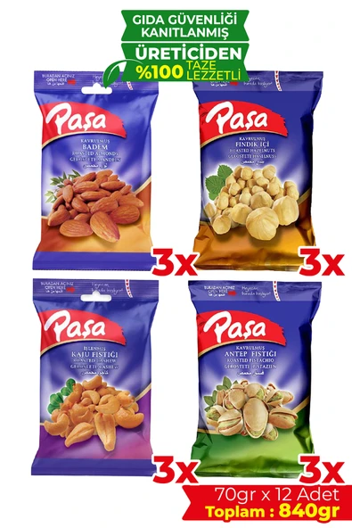 Paşa Kuruyemiş Karışık Kuruyemiş 70 gr X 12 Adet (840 gr) ürün görseli 1