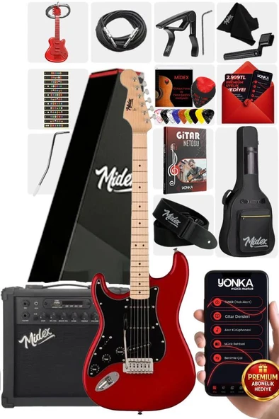 Midex RPH-31RD-25AMP Solak Elektro Gitar 25W Amfili Full Set ürün görseli 1