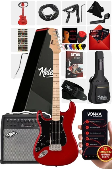Midex RPH-31RD-50AMP Solak Elektro Gitar 50W Amfili Full Set ürün görseli 1