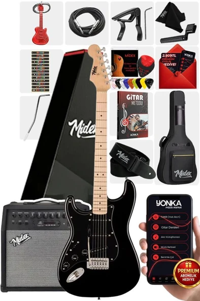 Midex RPH-31BK-50AMP Solak Elektro Gitar 50W Amfili Full Set ürün görseli 1