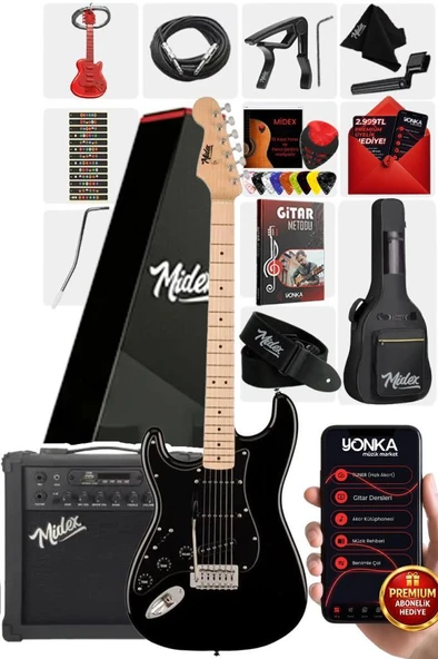 Midex RPH-31BK-25AMP Solak Elektro Gitar 25W Amfili Full Set ürün görseli 1