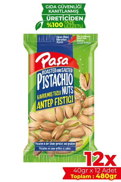 Paşa Kuruyemiş Kavrulmuş Antep Fıstığı 40 gr X 12 Adet (480 gr) ürün görseli 1