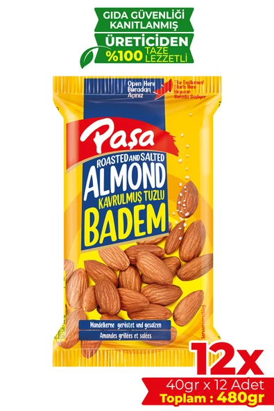 Paşa Kuruyemiş Kavrulmuş Badem 40 gr X 12 Adet (480 gr) ürün görseli 1
