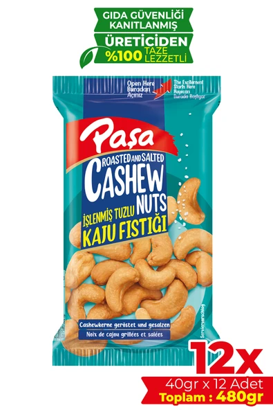 Paşa Kuruyemiş İşlenmiş Tuzlu Kaju Fıstığı 40 gr X 12 Adet (480 gr) ürün görseli 1