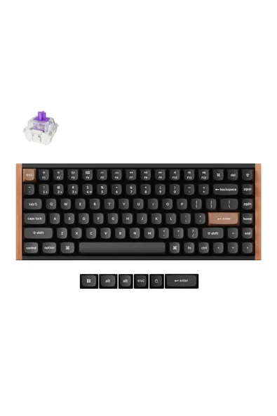 Keychron K2 HE RGB Manyetik Switch 2.4 GHz Kablosuz İngilizce Ahşap Kenarlı Siyah Klavye ürün görseli 1