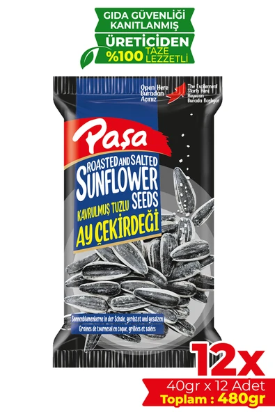 Paşa Kuruyemiş Kavrulmuş Tuzlu Siyah Ay Çekirdeği 40 gr X 12 Adet (480 gr) ürün görseli 1