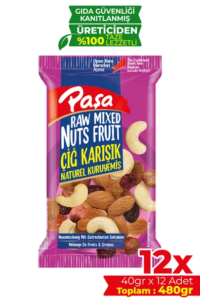 Paşa Kuruyemiş Çiğ Karışık Kuruyemiş 40 gr X 12 Adet (480 gr) ürün görseli 1