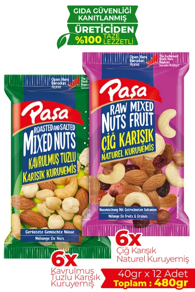 Paşa Kuruyemiş Karışık Süper Mix Kuruyemiş 40 gr X 12 Adet (480 gr) ürün görseli 1