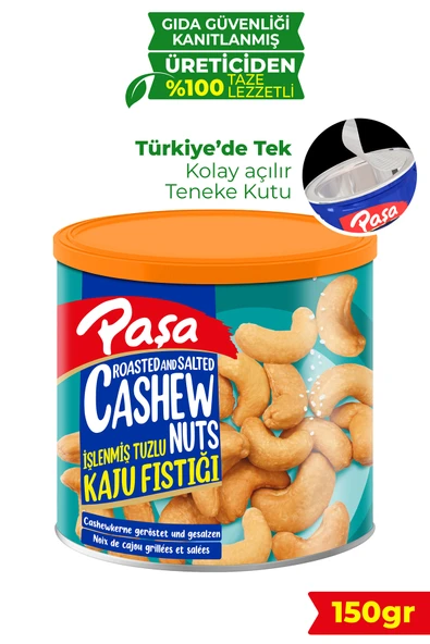 Paşa Kuruyemiş İşlenmiş Kaju Fıstığı Teneke Kutu 150 gr ürün görseli 1