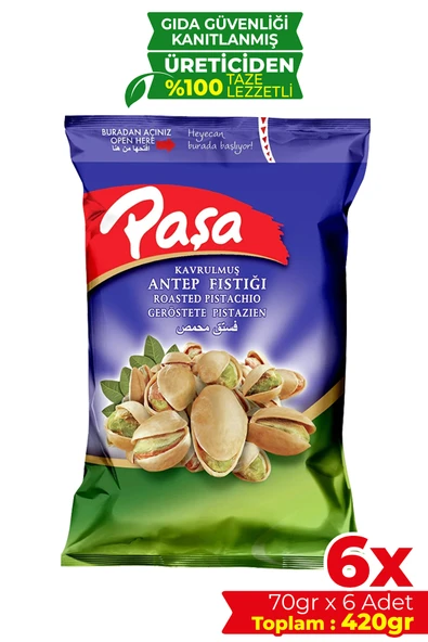 Paşa Kuruyemiş Kavrulmuş Antep Fıstığı 70 gr X 6 Adet (420 gr) ürün görseli 1