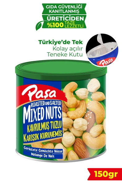 Paşa Kuruyemiş Kavrulmuş Karışık Kuruyemiş Teneke Kutu 150 gr ürün görseli 1