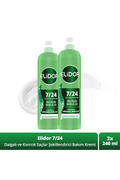 Elidor 7/24 Şekillendirici Saç Bakım Kremi Belirgin Bukleler Dalgalı Ve Kıvırcık Saçlar 240 ml X2 ürün görseli 1