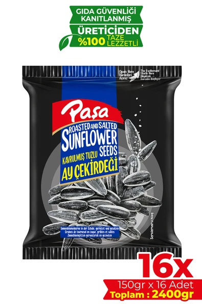 Paşa Kuruyemiş Kavrulmuş Tuzlu Siyah Ay Çekirdeği 150 gr X 16 Adet (2400 gr) ürün görseli 1
