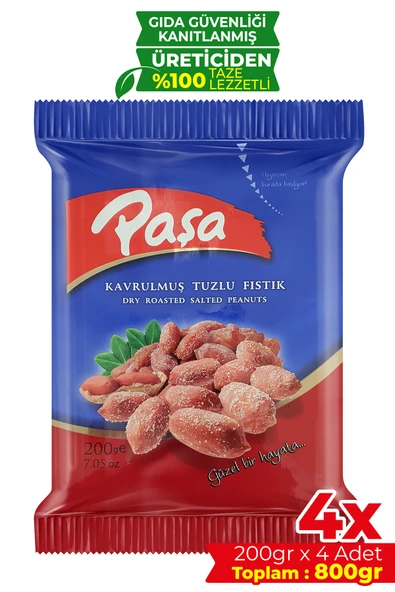 Paşa Kuruyemiş Kavrulmuş Tuzlu Fıstık 200 gr X 4 Adet (800 gr) ürün görseli 1
