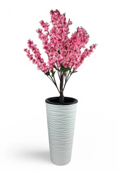 Nettenevime Yapay Ağaç Pembe Bahardalı Ağacı Beyaz Kumsal Vazoda 130cm Japon Kiraz Çiçeği ürün görseli 1